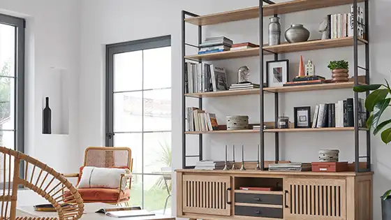 Bibliothèque moderne sur mesure fabriquée par Meubles Mignot à Chailly-en-Bière