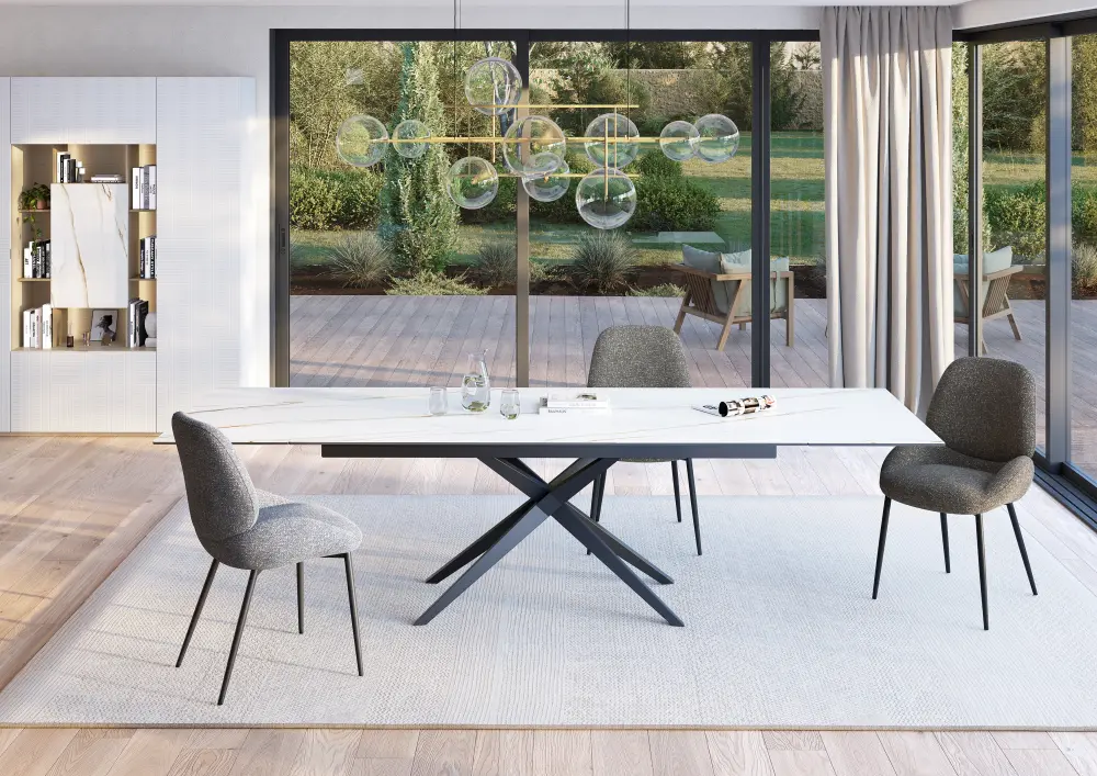 Table Écrin avec plateau Calacatta, Meubles Mignot